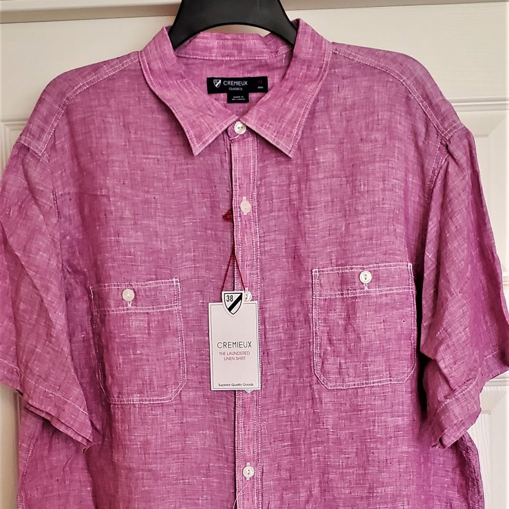 Cremieux Short Sleeve LINEN SHIRT (NEW w Tags) Lilac (Originally $79)